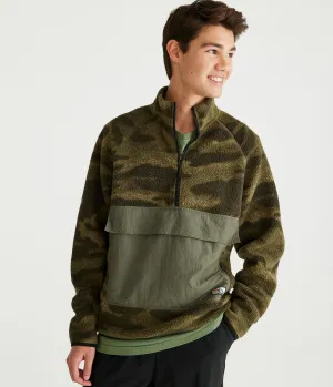 Aeropostale Mens' Camo Mixed Media Quarter-Zip Fleece Pullover - Green - Size L - Polyester - Teen Fashion & Clothing Basque Olive Aeropostale