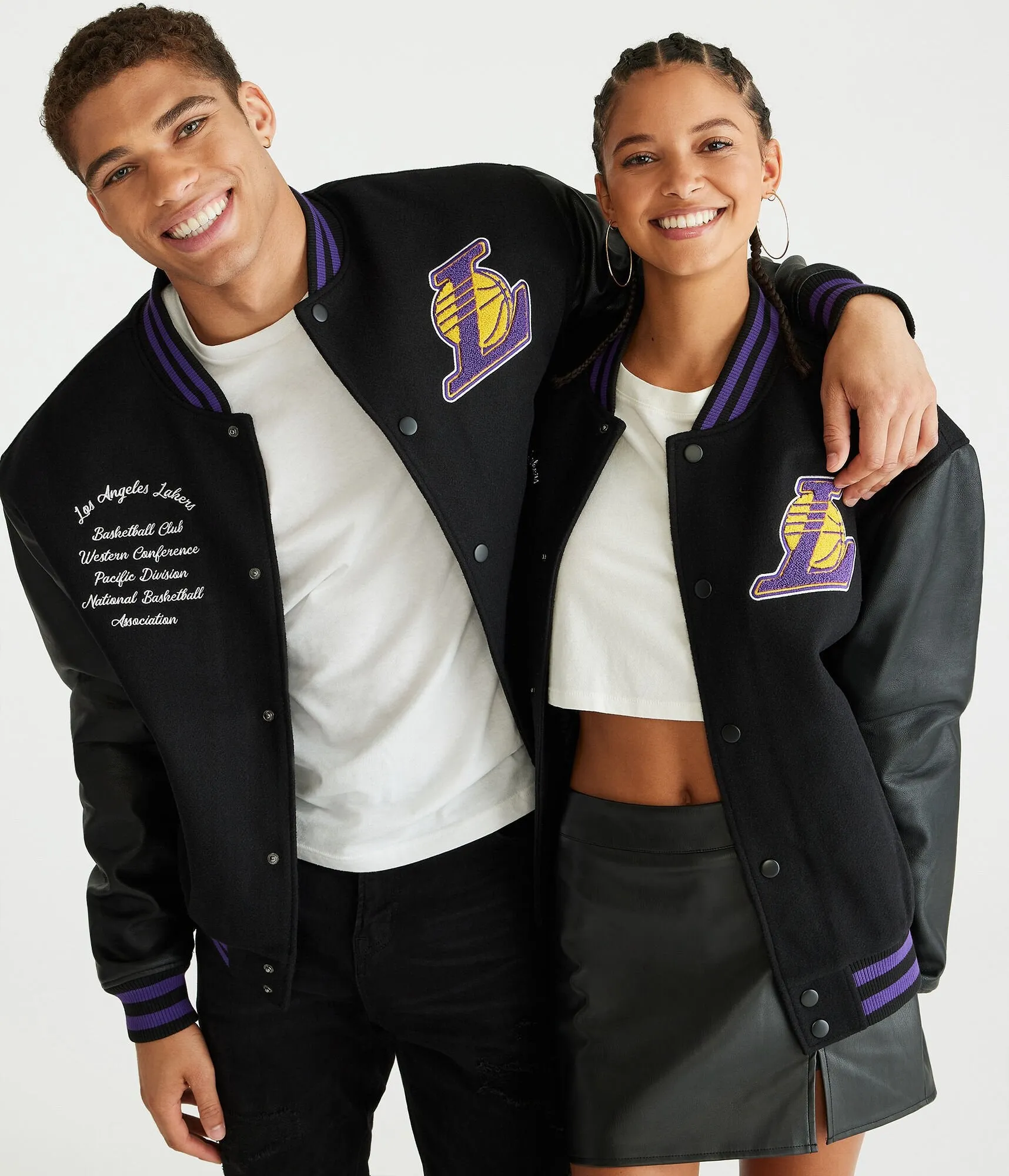 Aeropostale Mens' Los Angeles Lakers Bomber Jacket -  - Size S - Cotton - Teen Fashion & Clothing Black Aeropostale