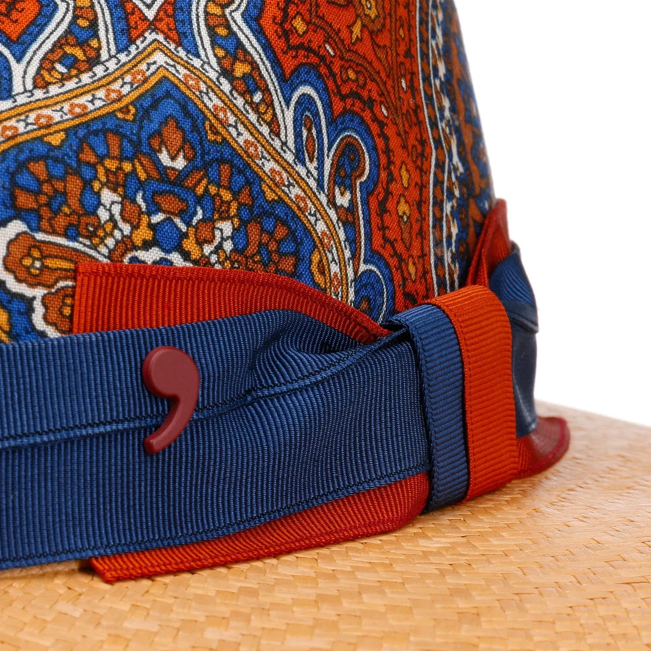 Alfonso D´Este Hats Paisley Crown Panama Hat by Alfonso D'Este