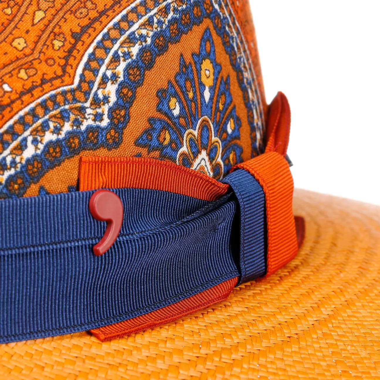 Alfonso D´Este Hats Paisley Crown Panama Hat by Alfonso D'Este