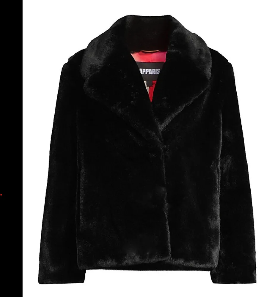 Apparis Milly Plant-Based Faux-Fur Coat, Black