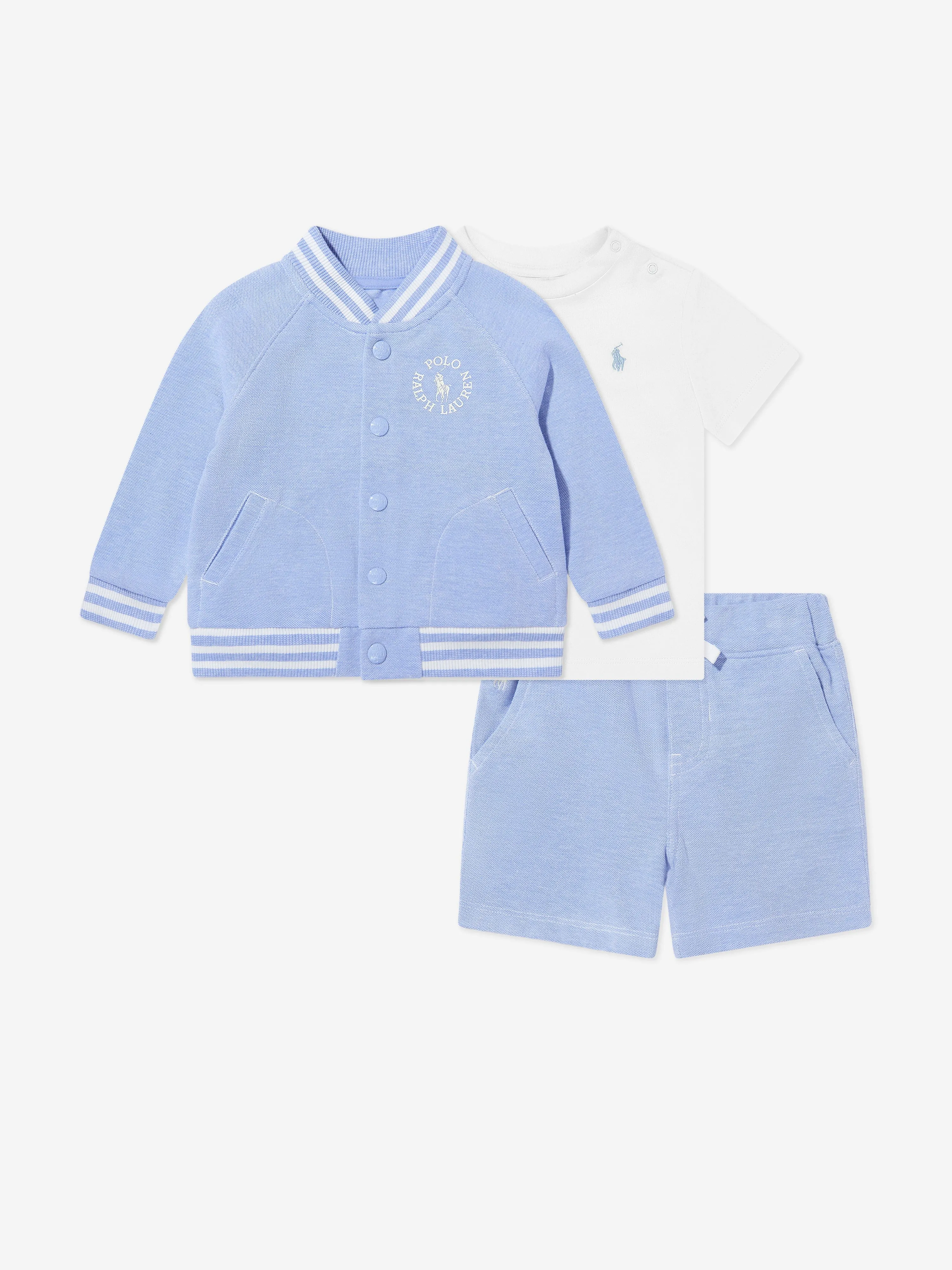 Baby Boys 3 Piece Short Set in Blue