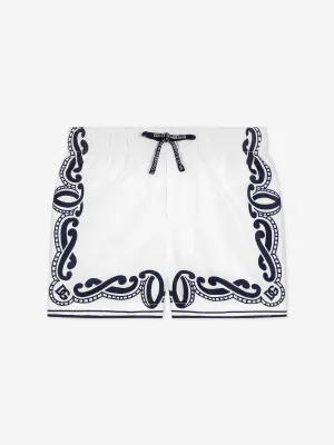 Baby Boys Bandana Print Swim Shorts in White
