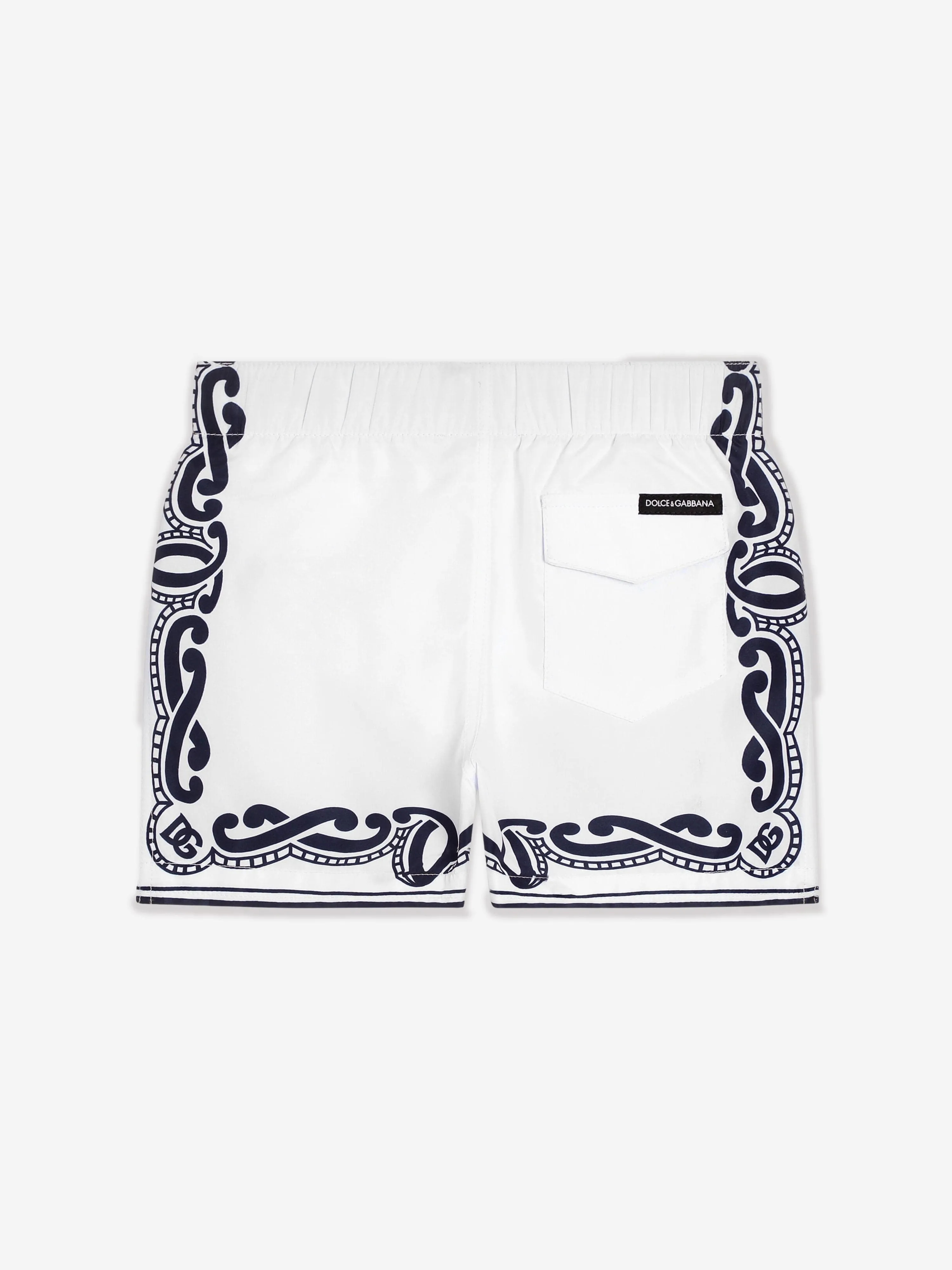 Baby Boys Bandana Print Swim Shorts in White