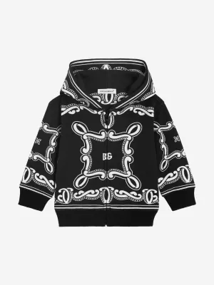 Baby Boys Bandana Print Zip Up Top in Black