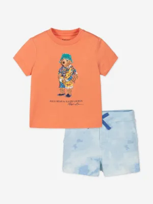 Baby Boys Bear Short Set in Orange