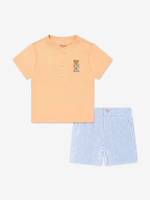 Baby Boys Bear Short Set in Orange
