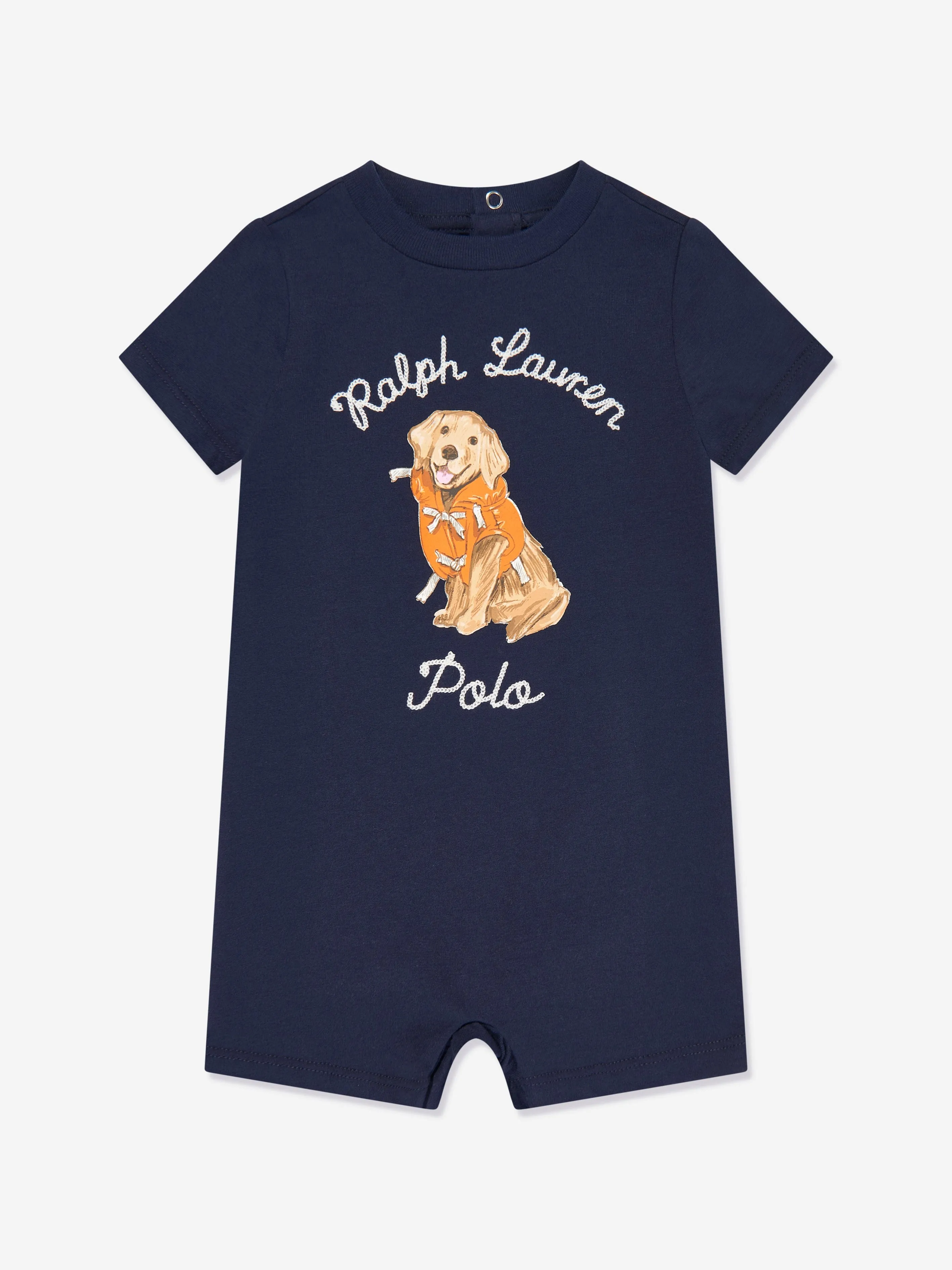 Baby Boys Dog Romper in Navy