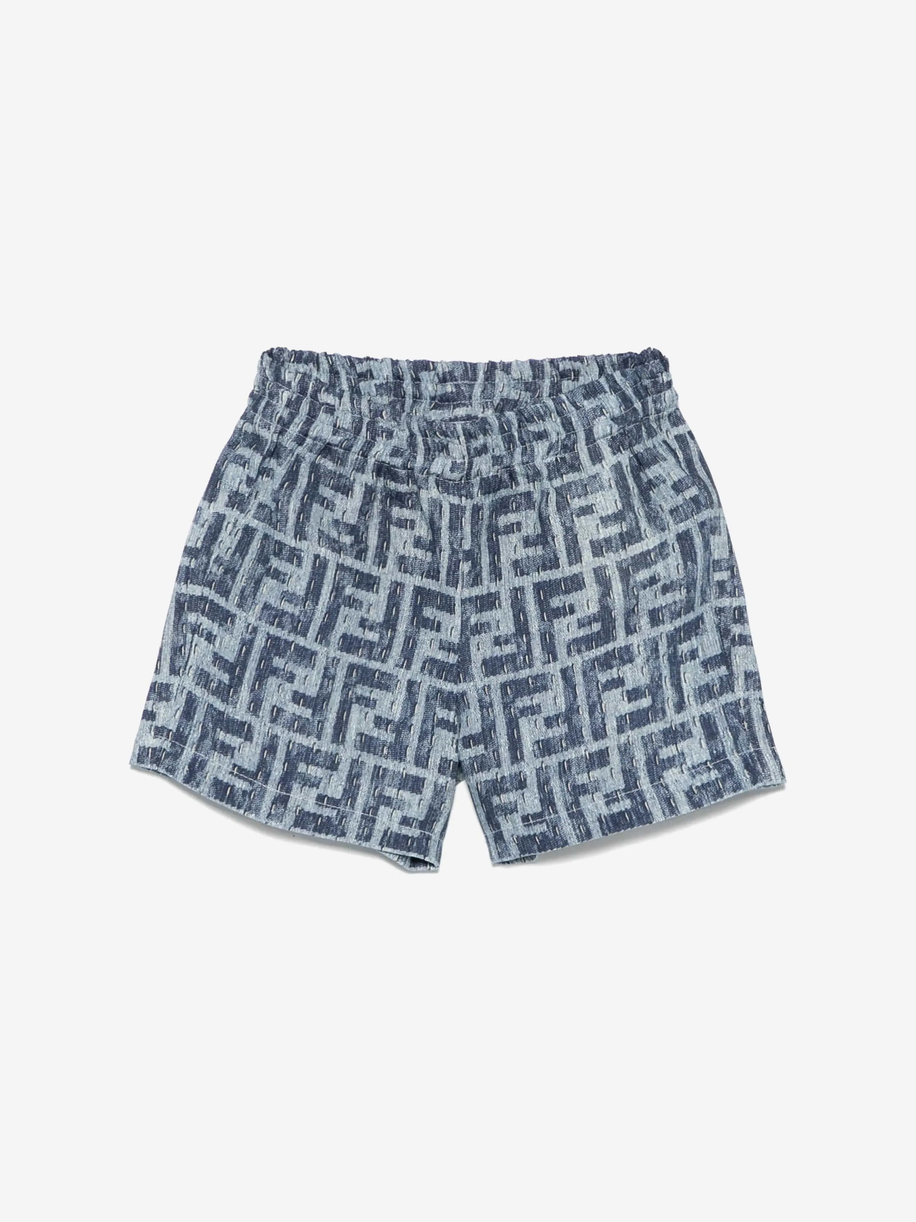 Baby Boys FF Linen Shorts in Blue