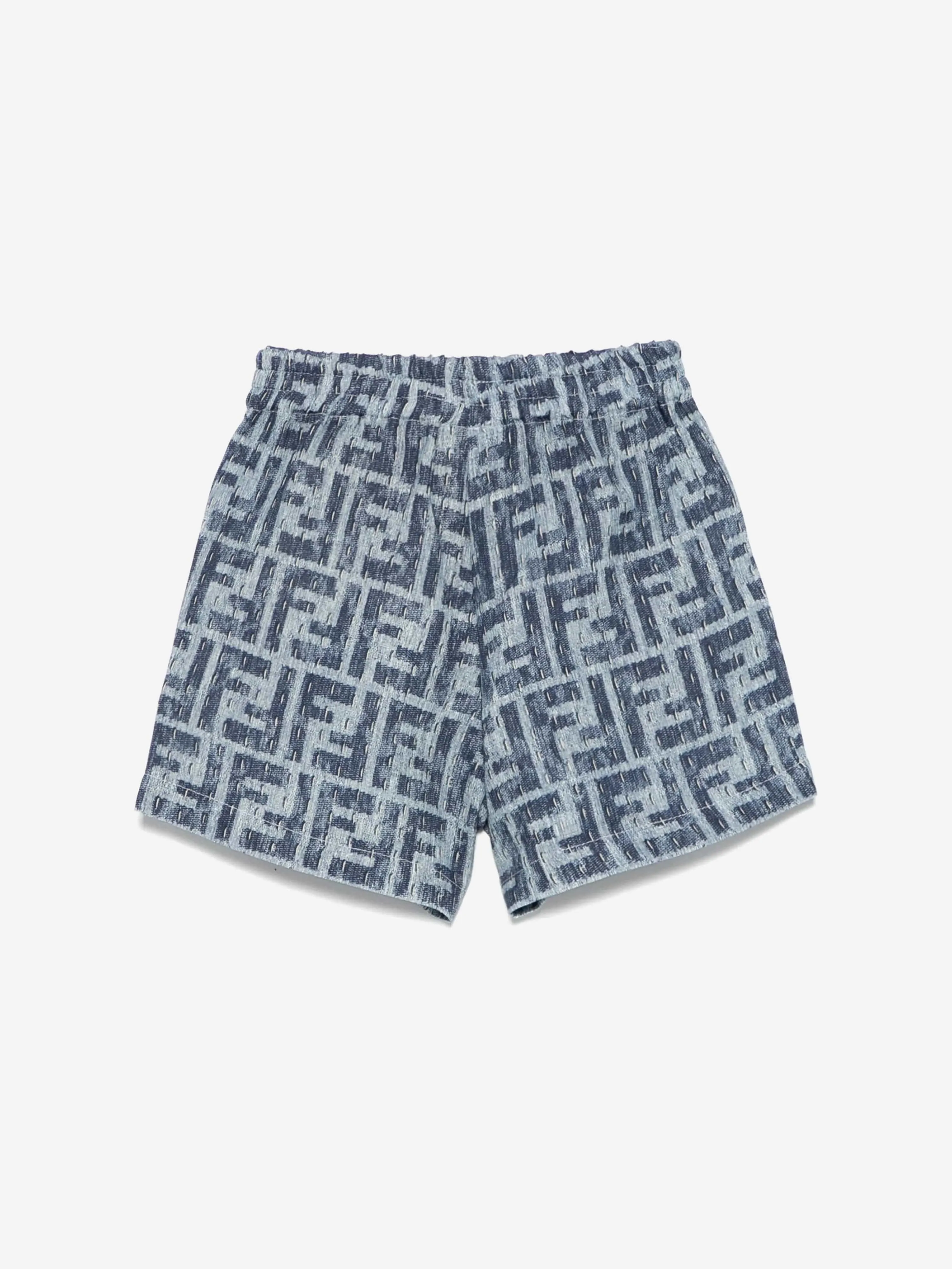 Baby Boys FF Linen Shorts in Blue