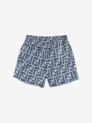 Baby Boys FF Linen Shorts in Blue