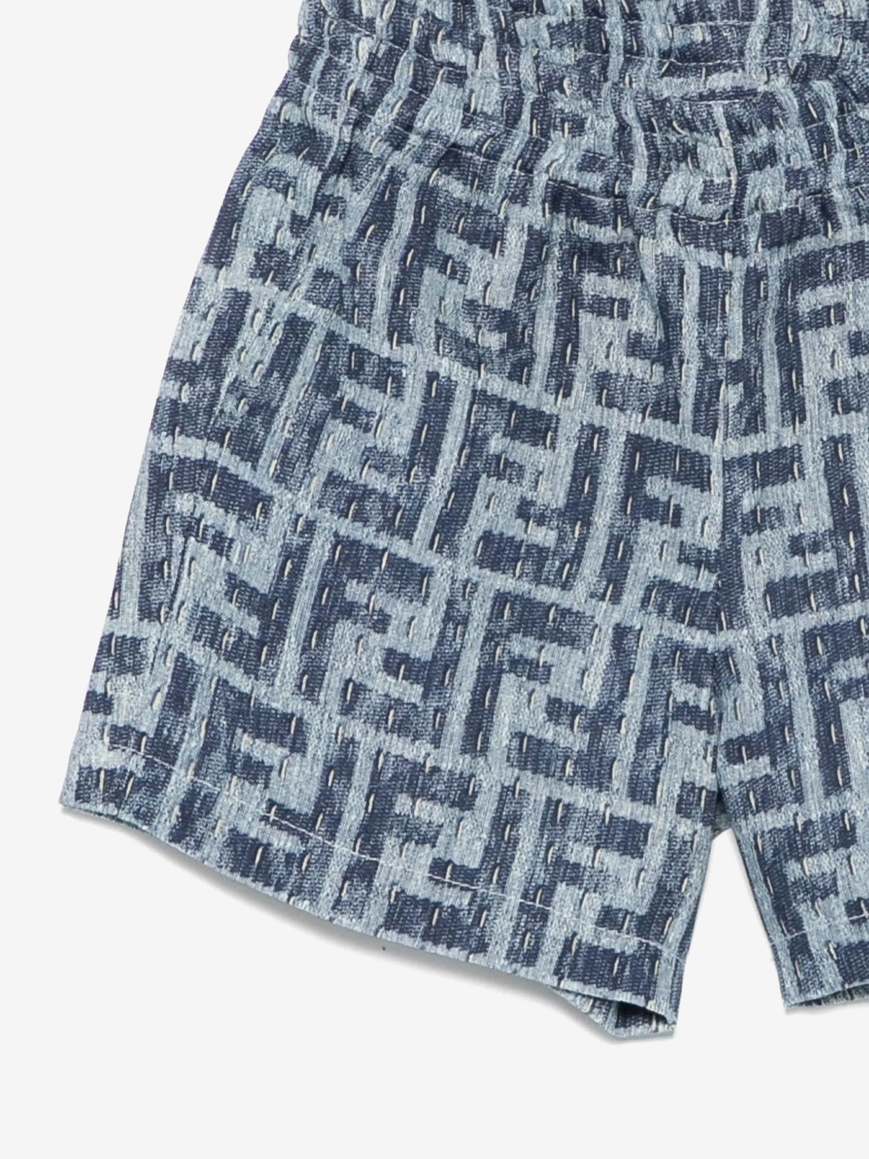 Baby Boys FF Linen Shorts in Blue