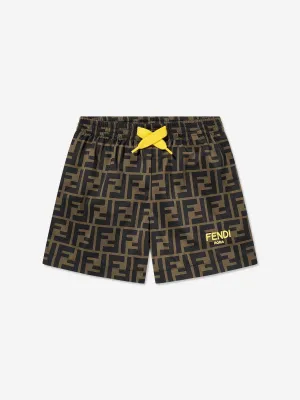 Baby Boys FF Swim Shorts in Brown