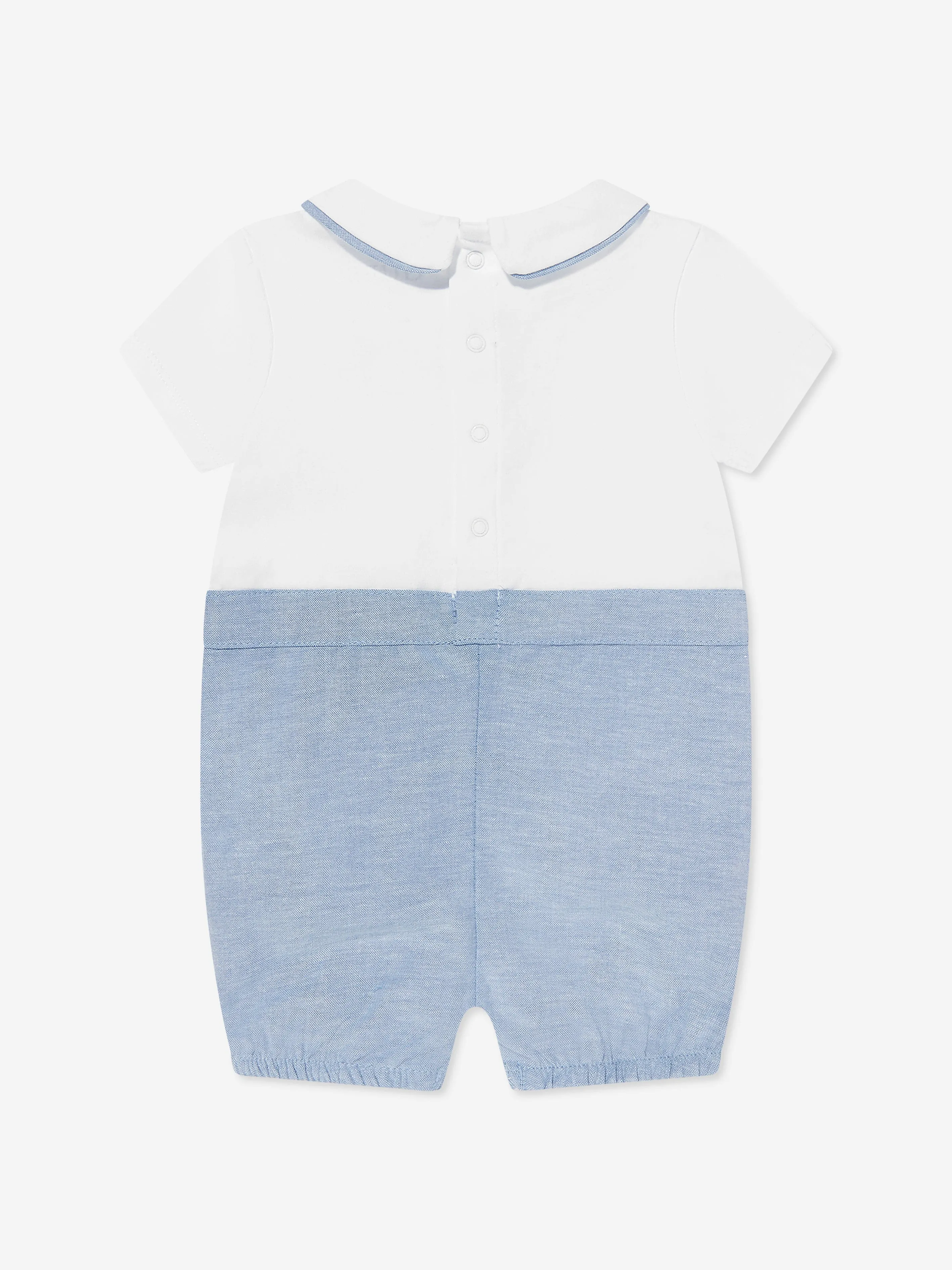 Baby Boys Jersey and Oxford Romper in White