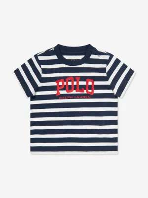 Baby Boys Striped Polo T-Shirt in Navy