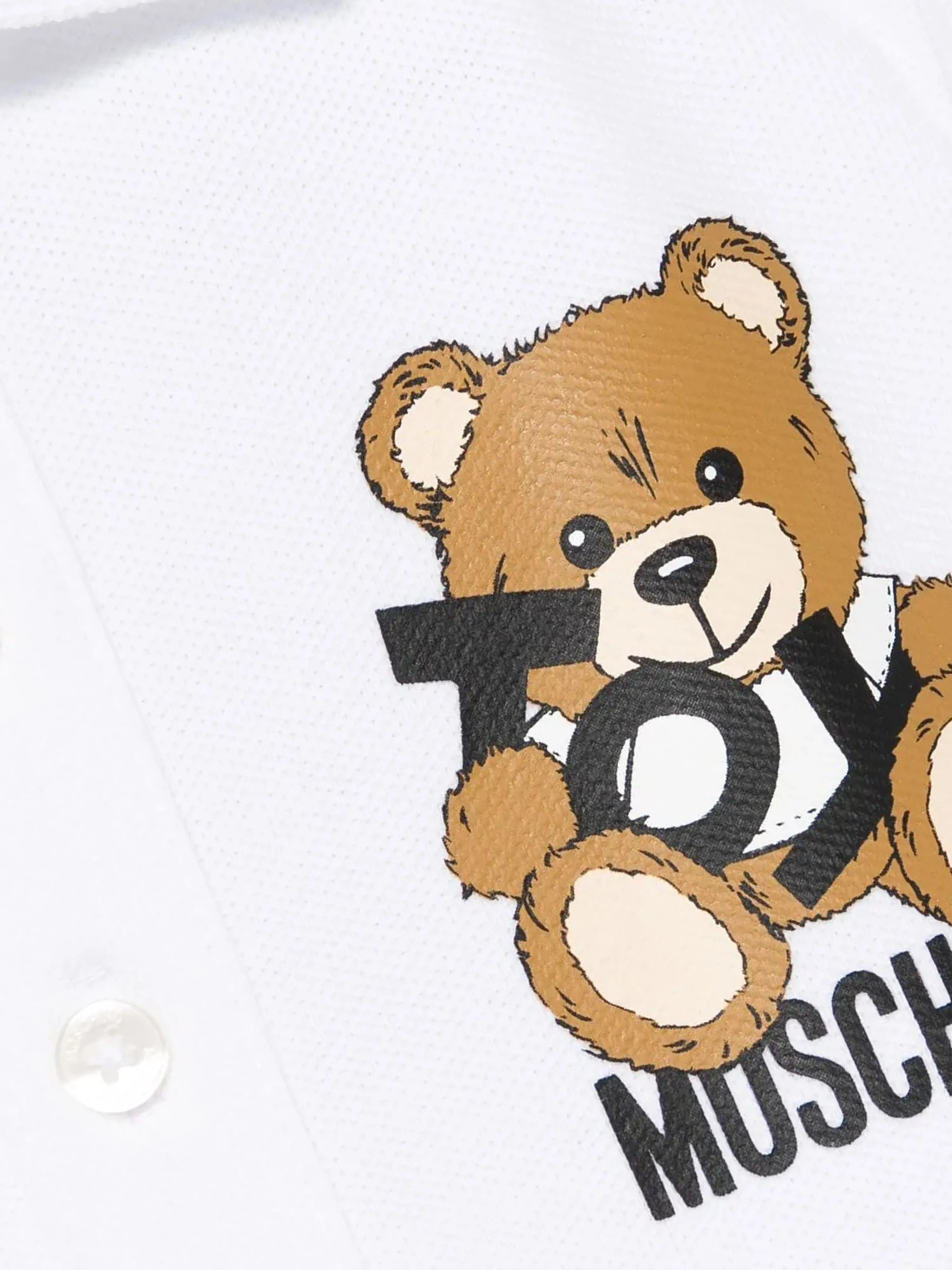 Baby Boys Teddy Bear Polo Shirt in White