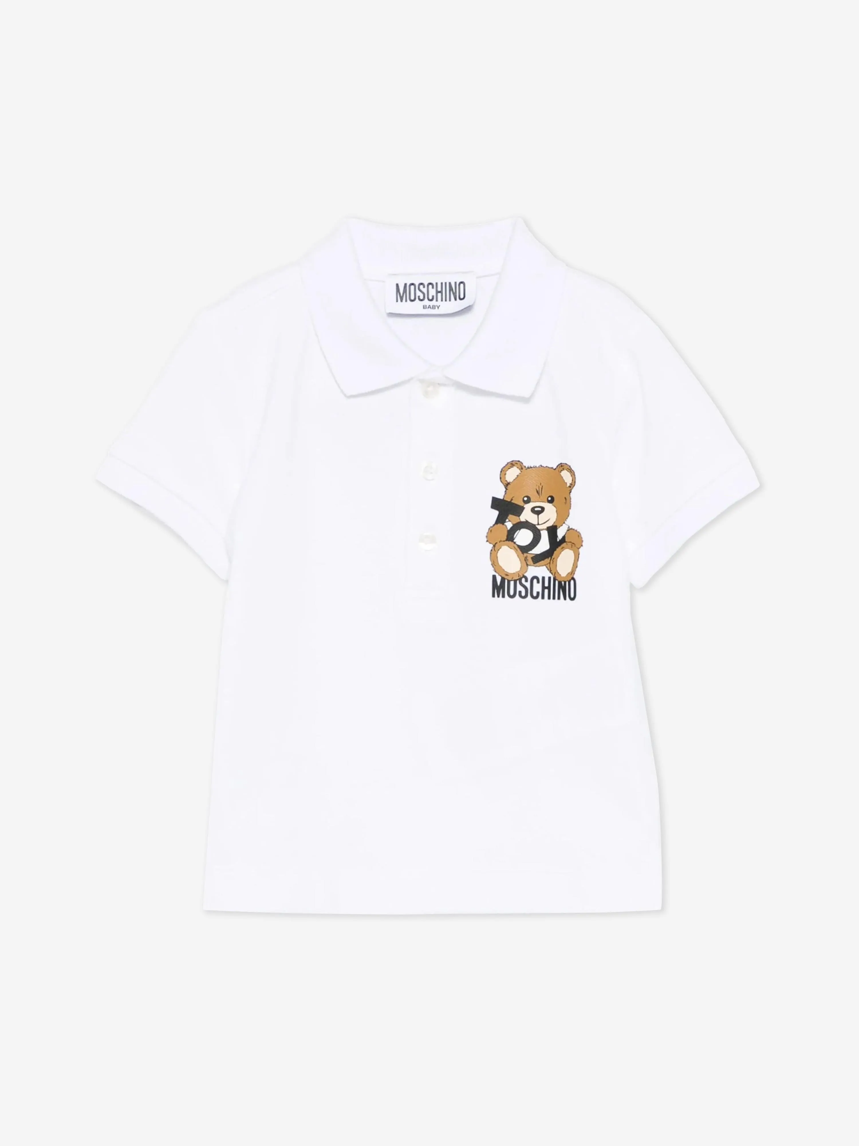 Baby Boys Teddy Bear Polo Shirt in White