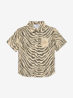 Baby Boys Zebra Print Shirt in Brown
