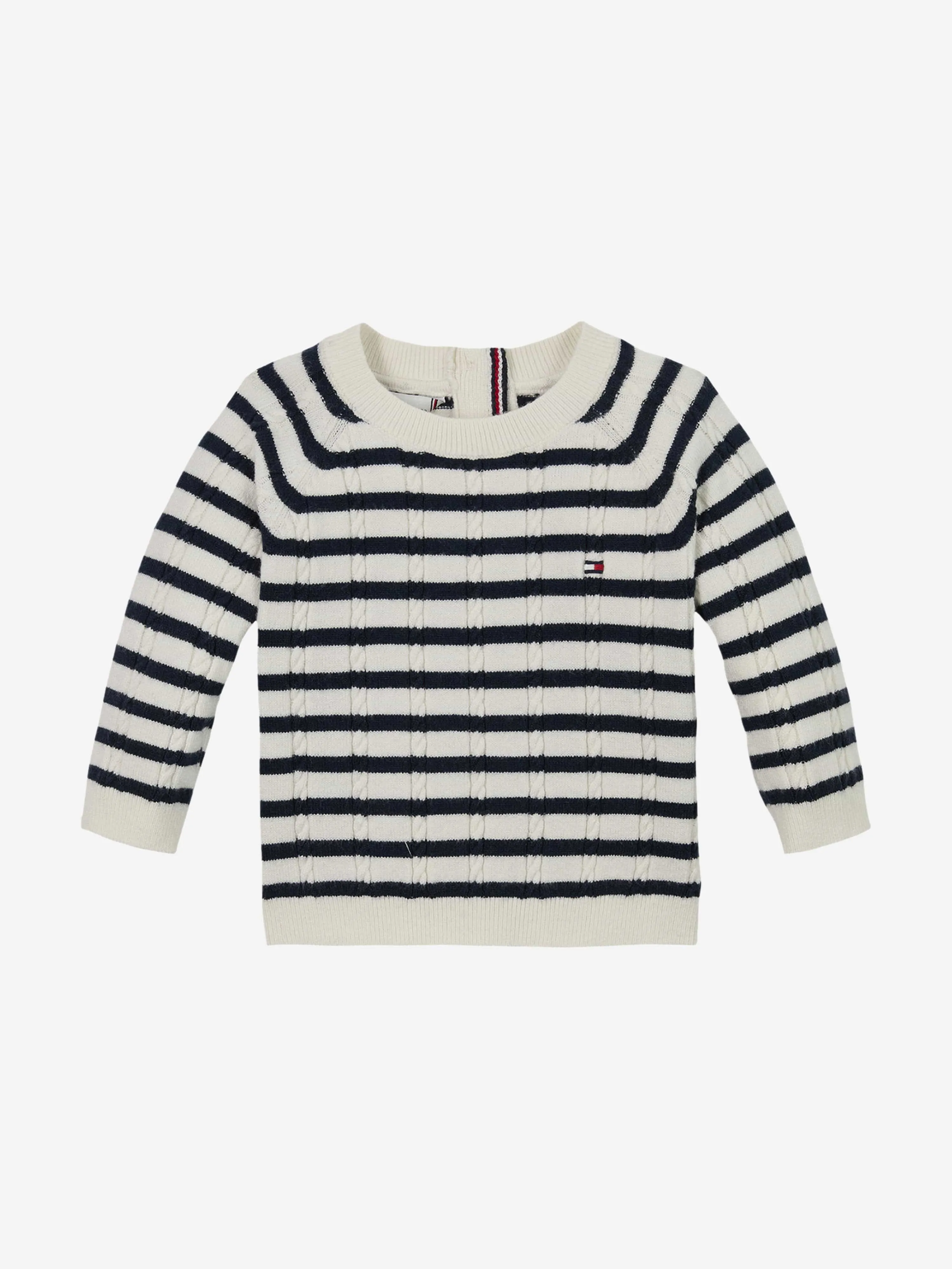 Baby Striped Cable Knit Gift Set in Navy