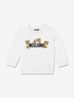 Baby Teddy Bear Logo Sweatshirt in White