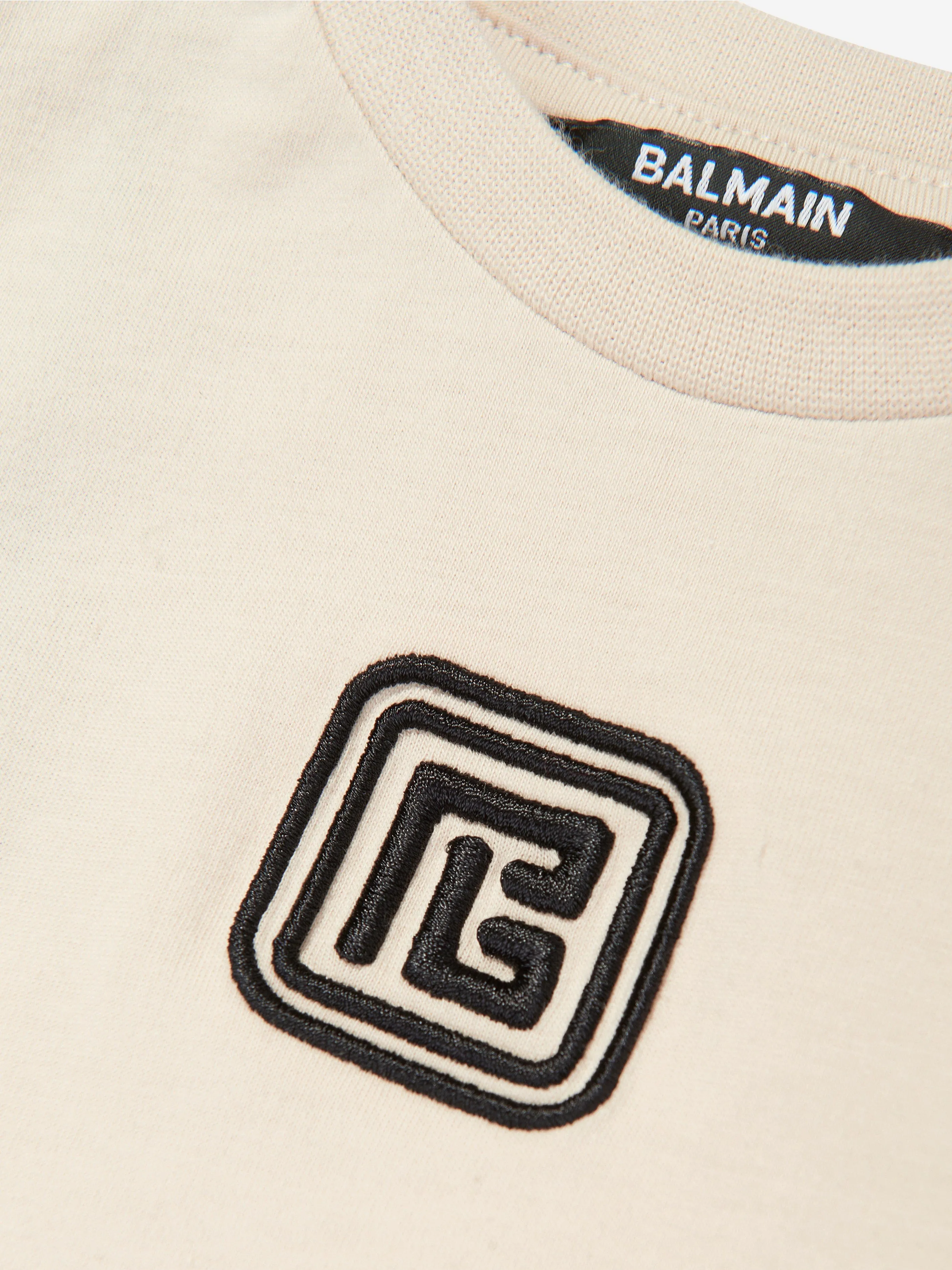 Balmain Baby Monogram Logo T-Shirt in Beige