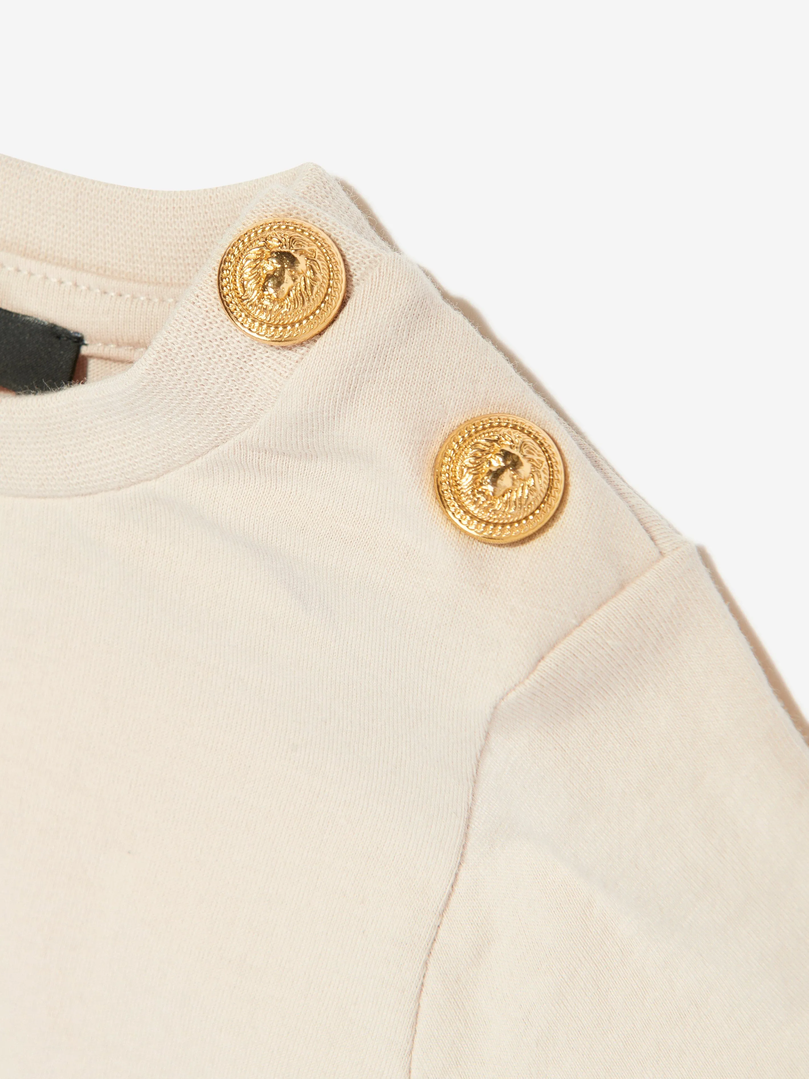 Balmain Baby Monogram Logo T-Shirt in Beige