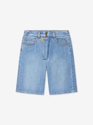 Balmain Boys Denim Shorts in Blue