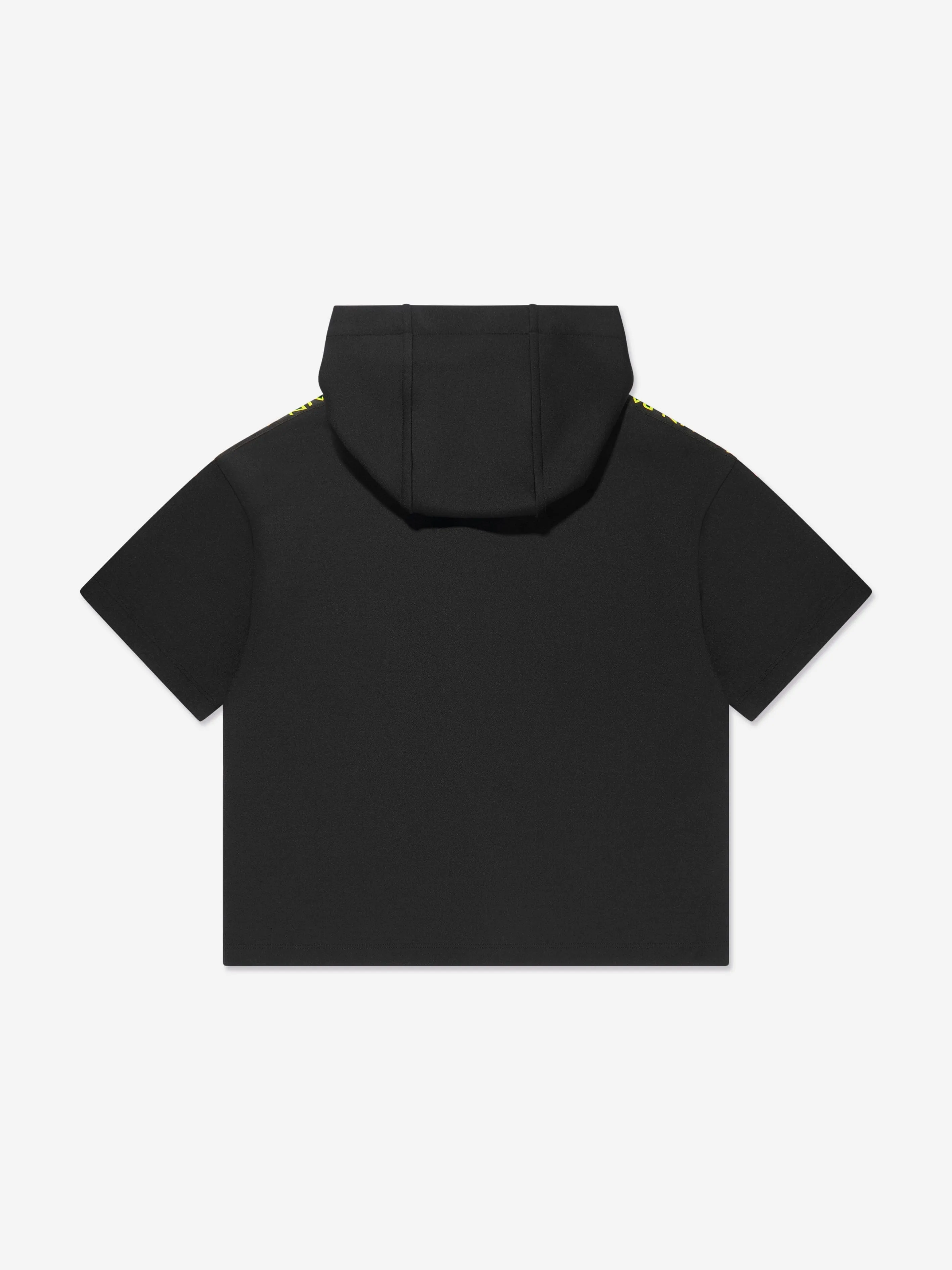 Balmain Boys Short Sleeve Hoodie in Black