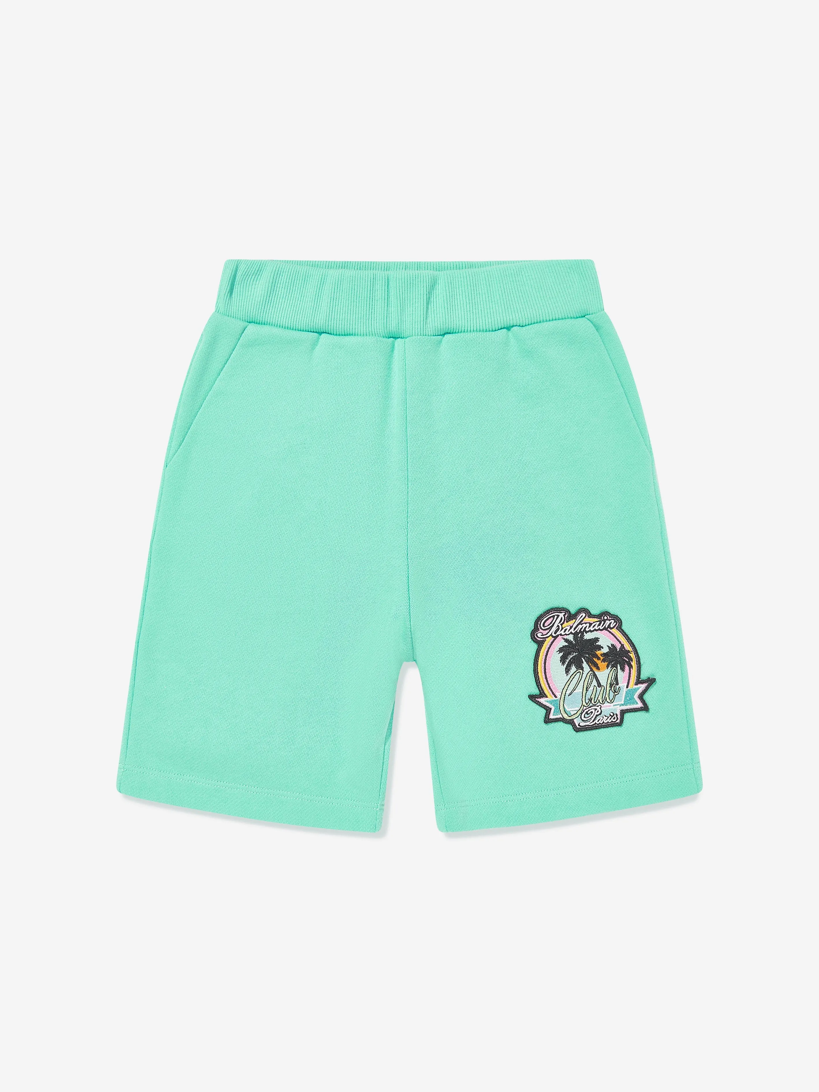 Balmain Kids Jersey Shorts in Green