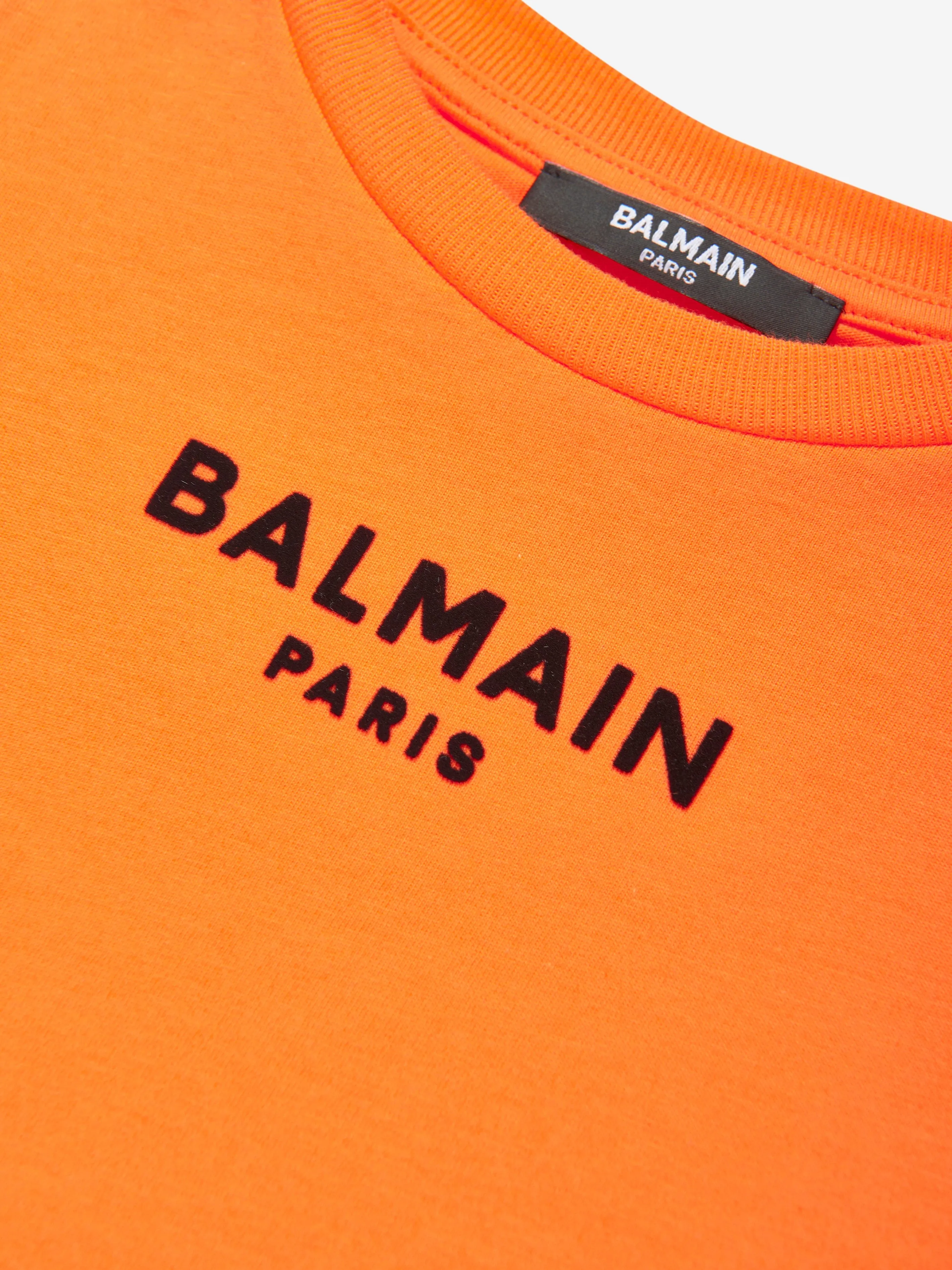 Balmain Kids Logo T-Shirt in Orange