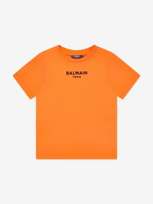 Balmain Kids Logo T-Shirt in Orange
