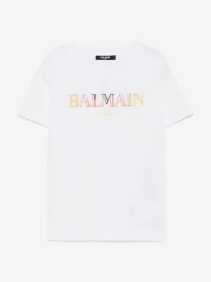 Balmain Kids Logo T-Shirt in White