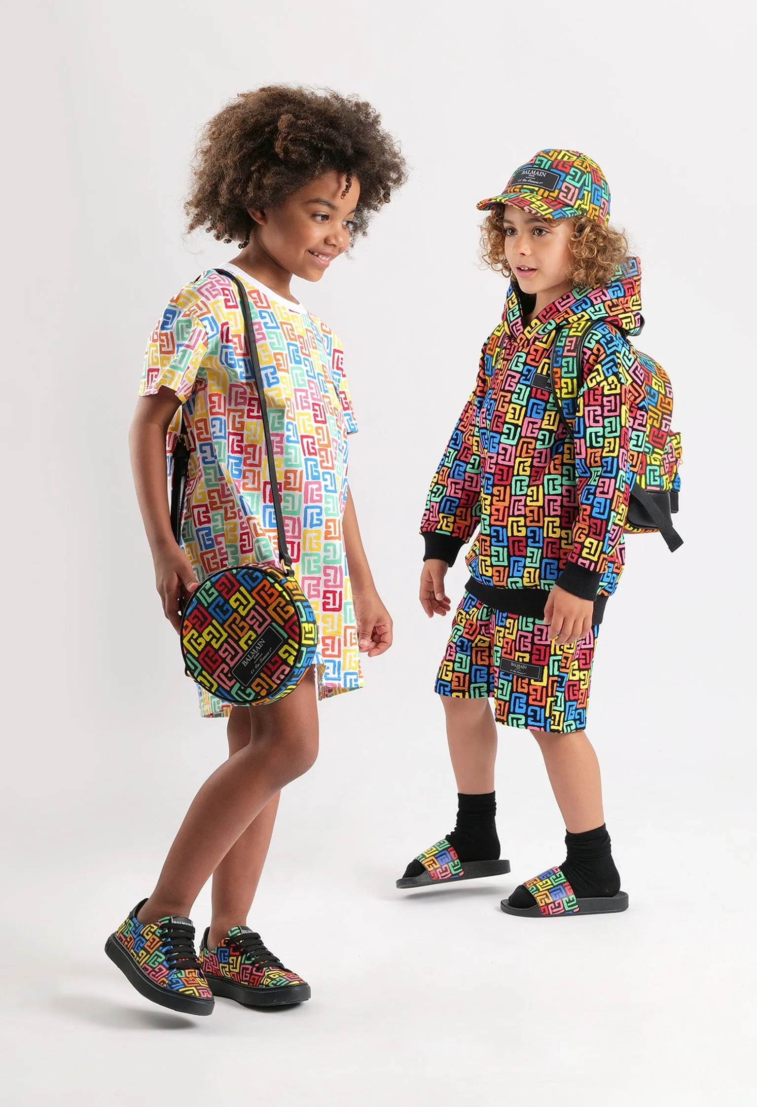 Balmain Kids Monogram Shorts in Multicolour