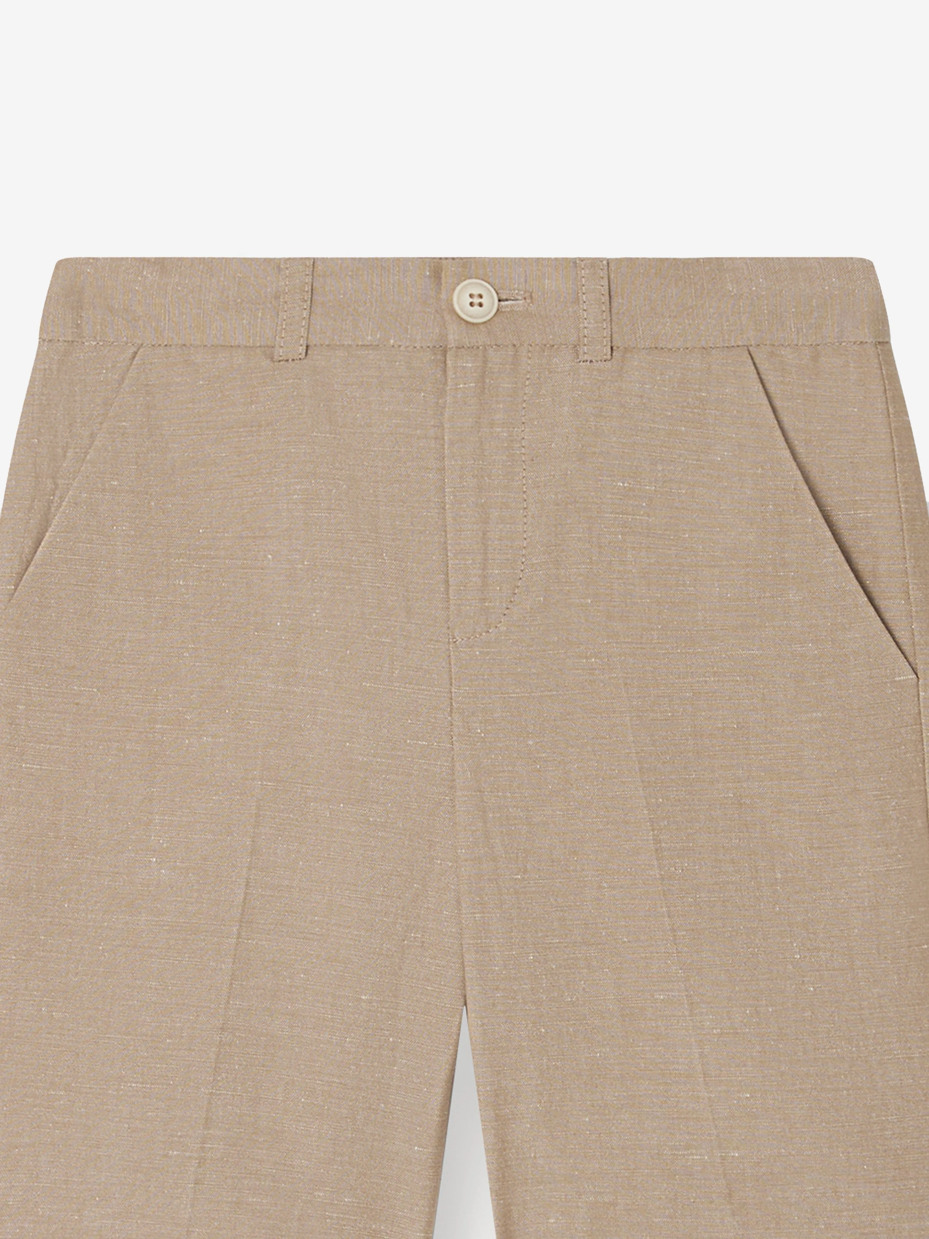 Bonpoint Boys Linen Calvin Shorts in Brown