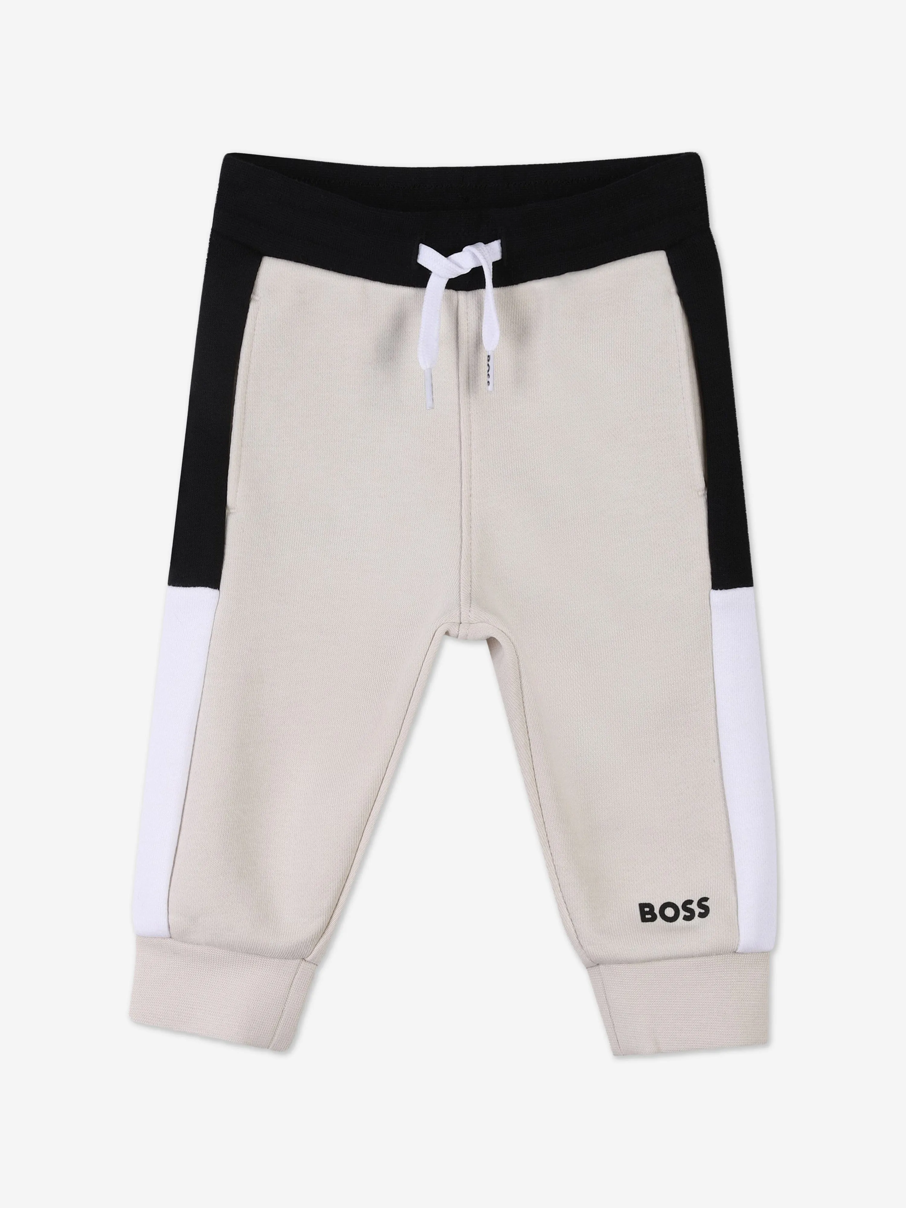 BOSS Baby Boys Colourblock Tracksuit in Beige