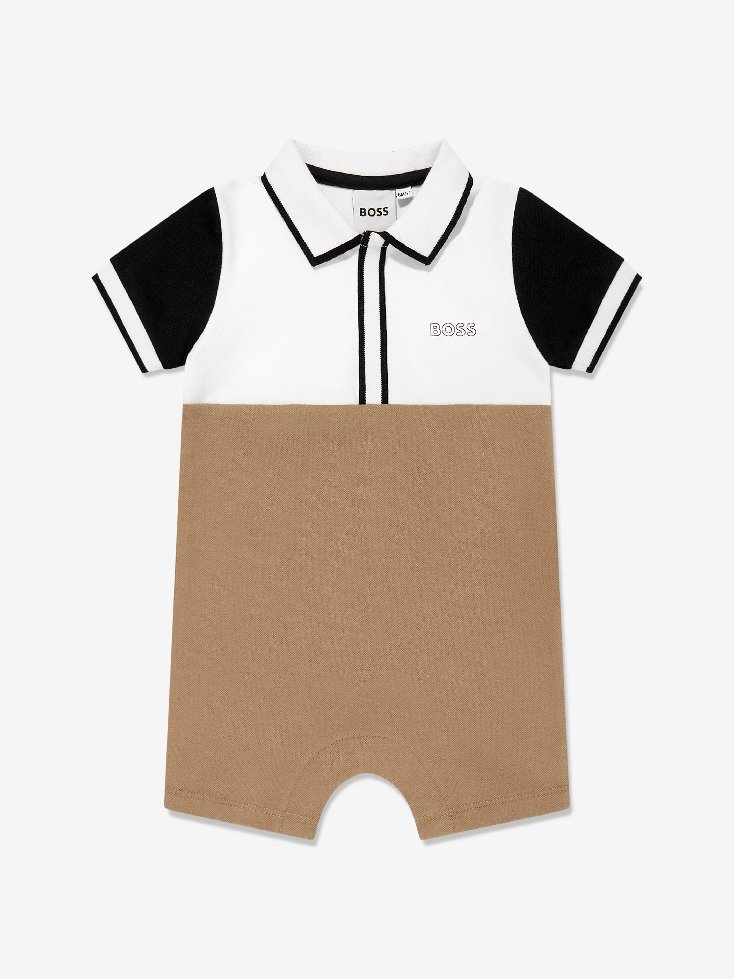 BOSS Baby Boys Logo Print Romper in Brown