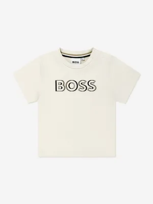 BOSS Baby Boys Logo Print T-Shirt in Beige