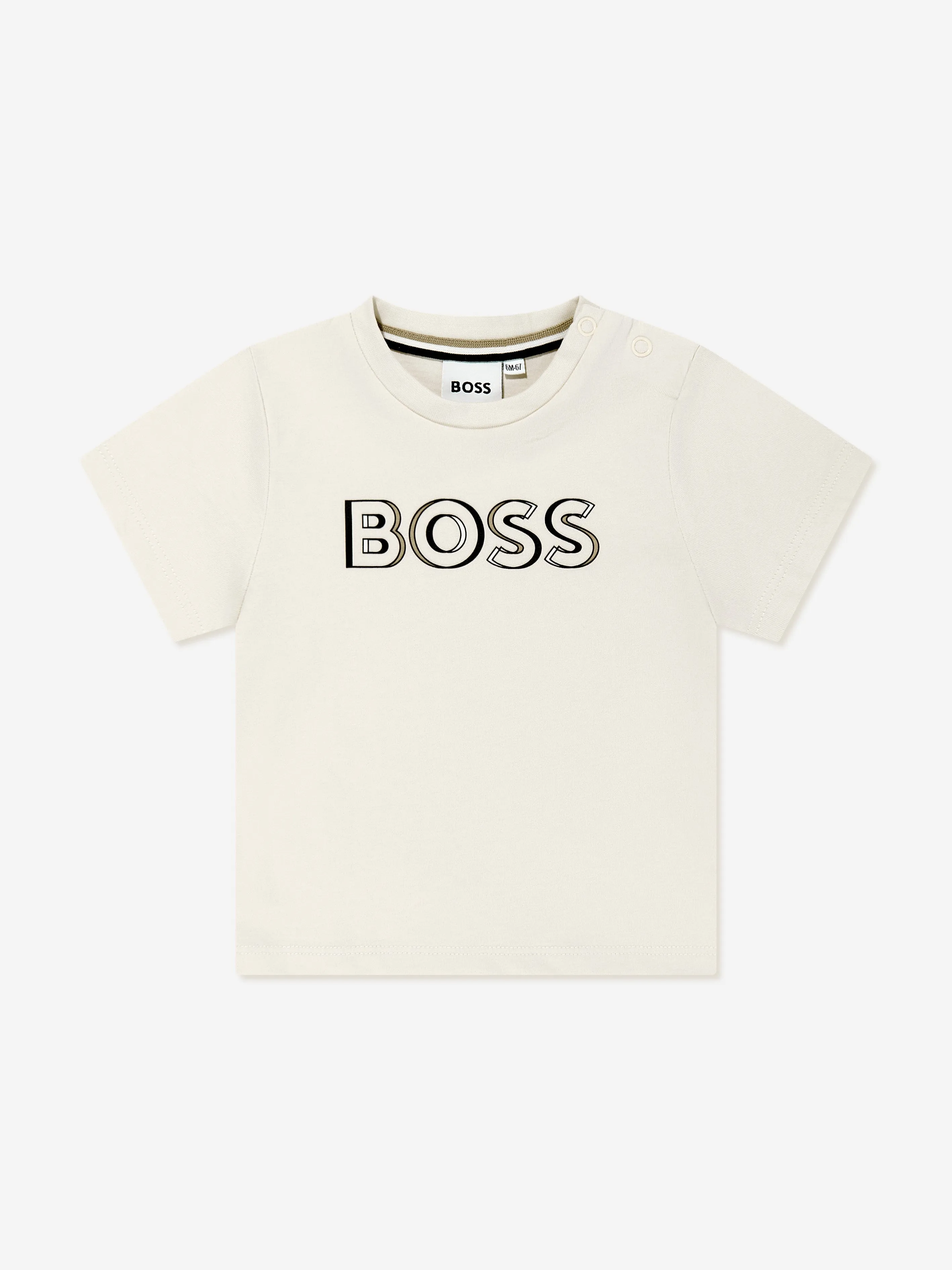 BOSS Baby Boys Logo Print T-Shirt in Beige