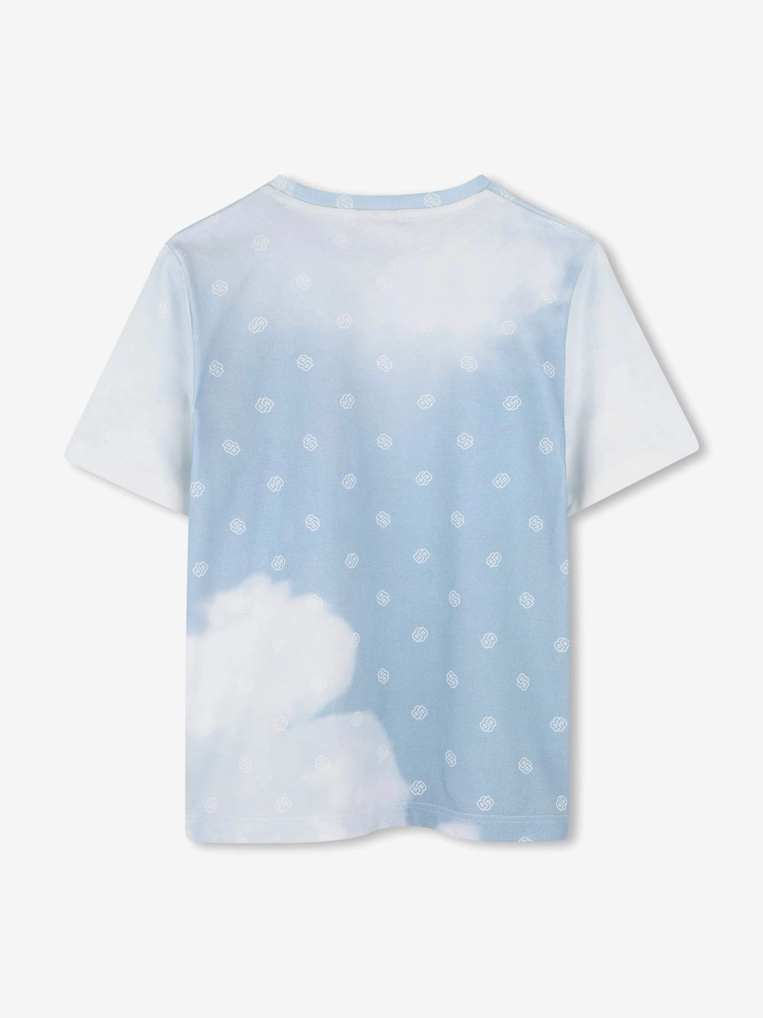BOSS Boys Double B Cloud Print T-Shirt in Blue
