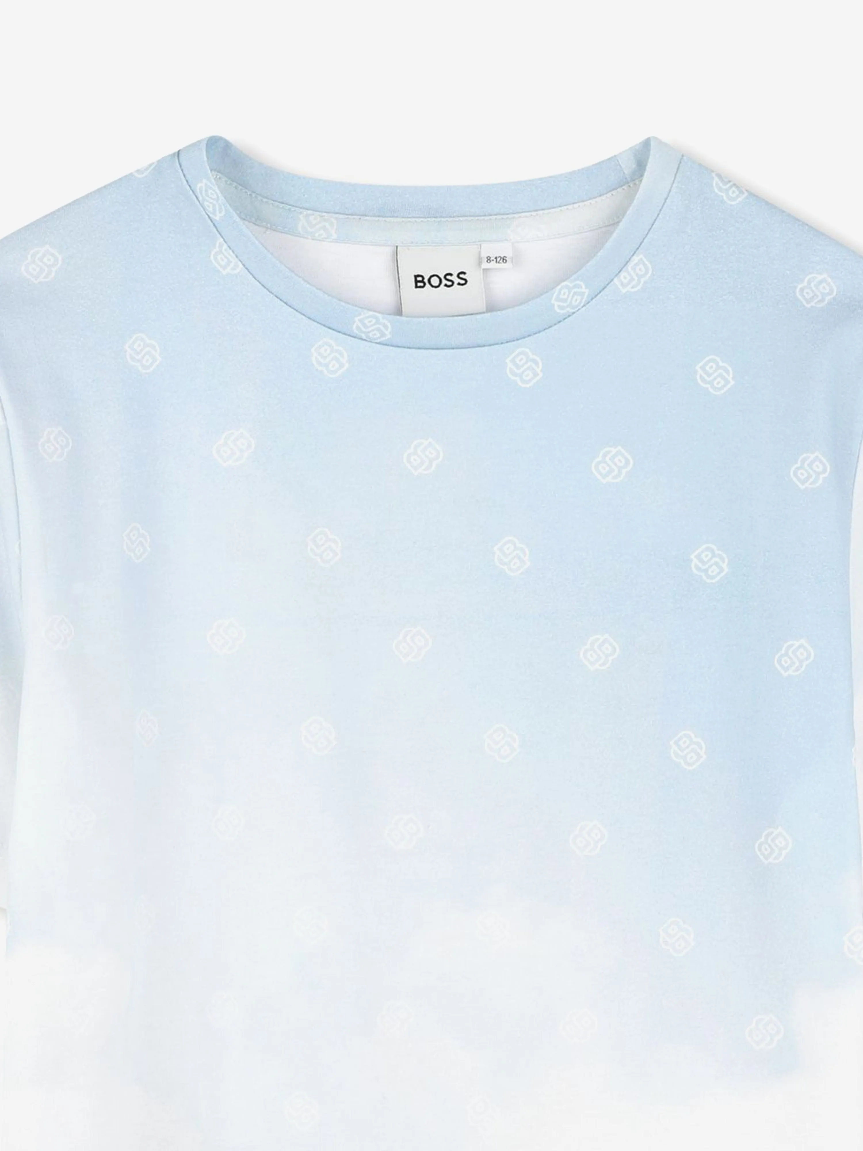 BOSS Boys Double B Cloud Print T-Shirt in Blue