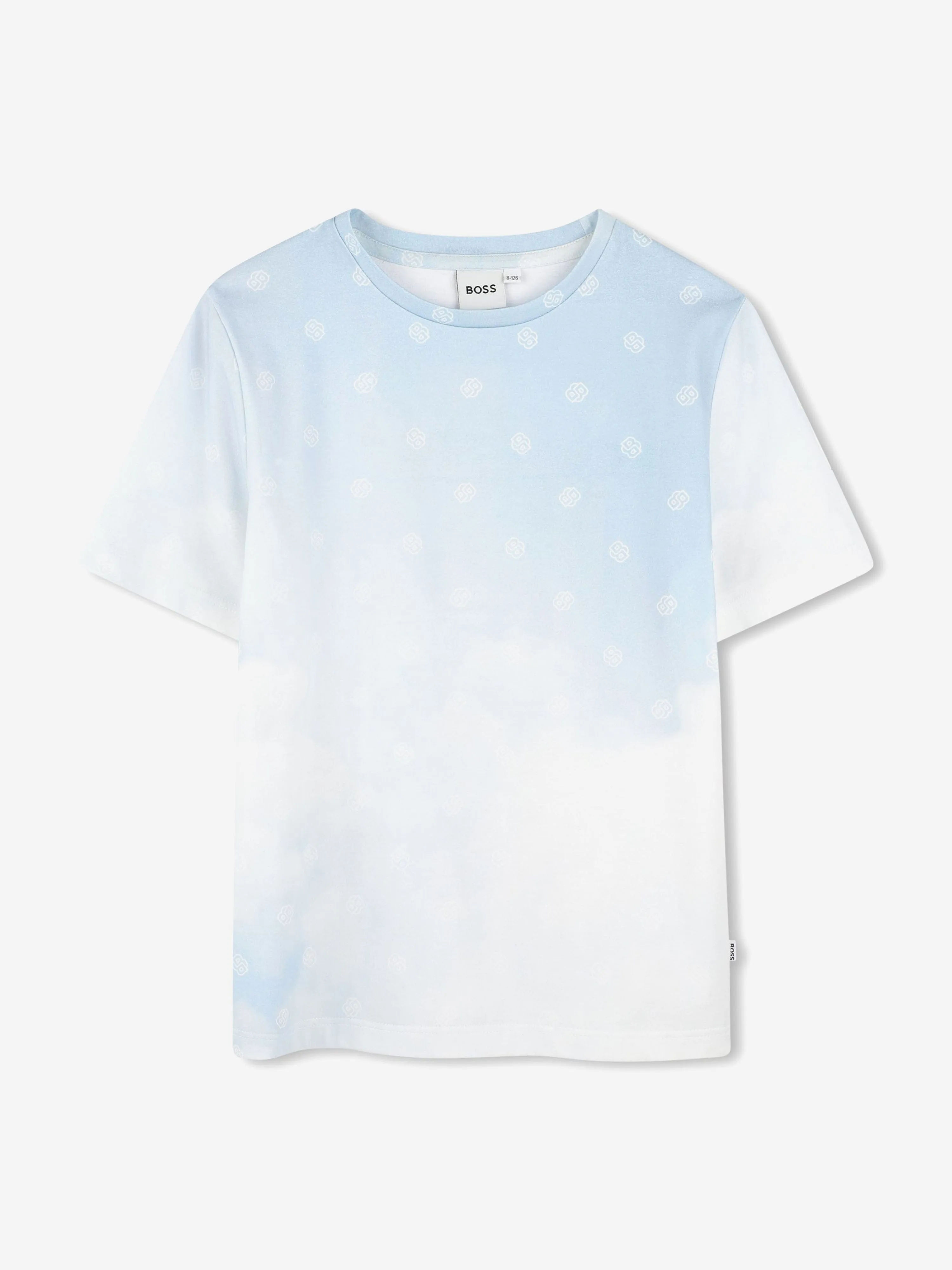 BOSS Boys Double B Cloud Print T-Shirt in Blue