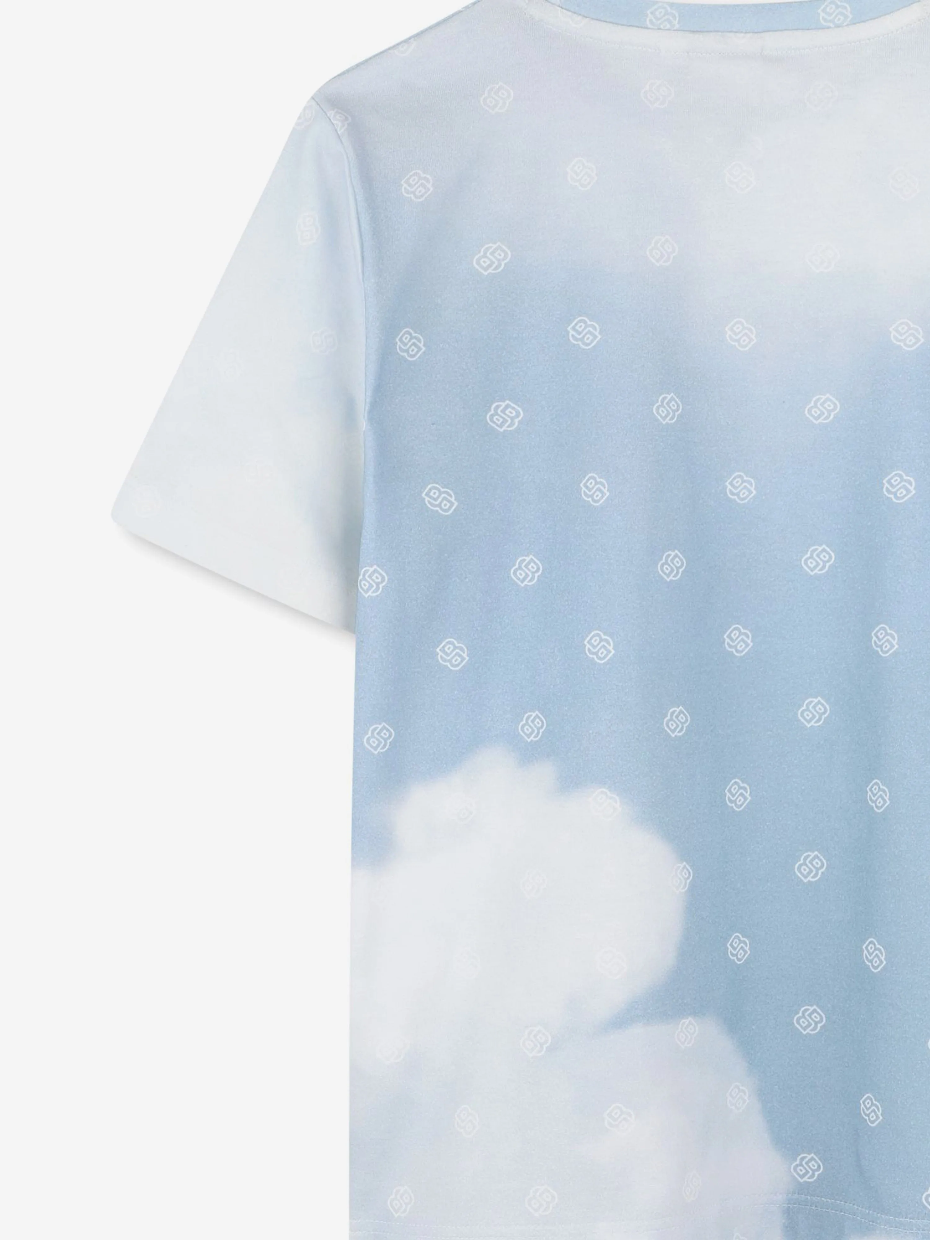 BOSS Boys Double B Cloud Print T-Shirt in Blue