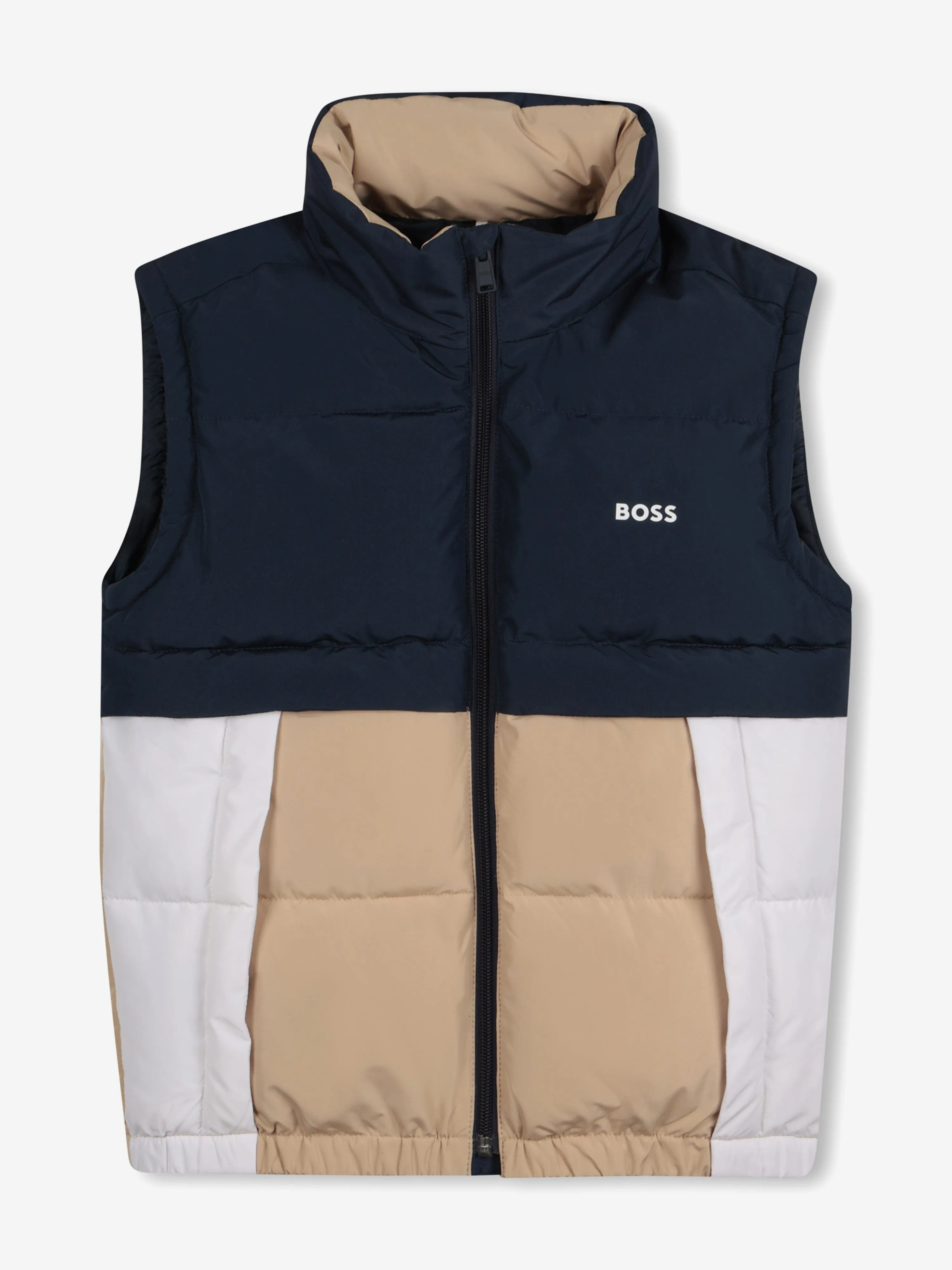 BOSS Boys Down Colourblock Gilet in Navy
