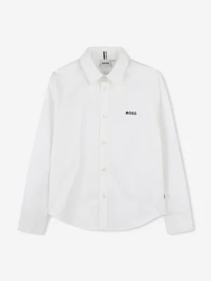 BOSS Boys Embroidered Logo Shirt in White