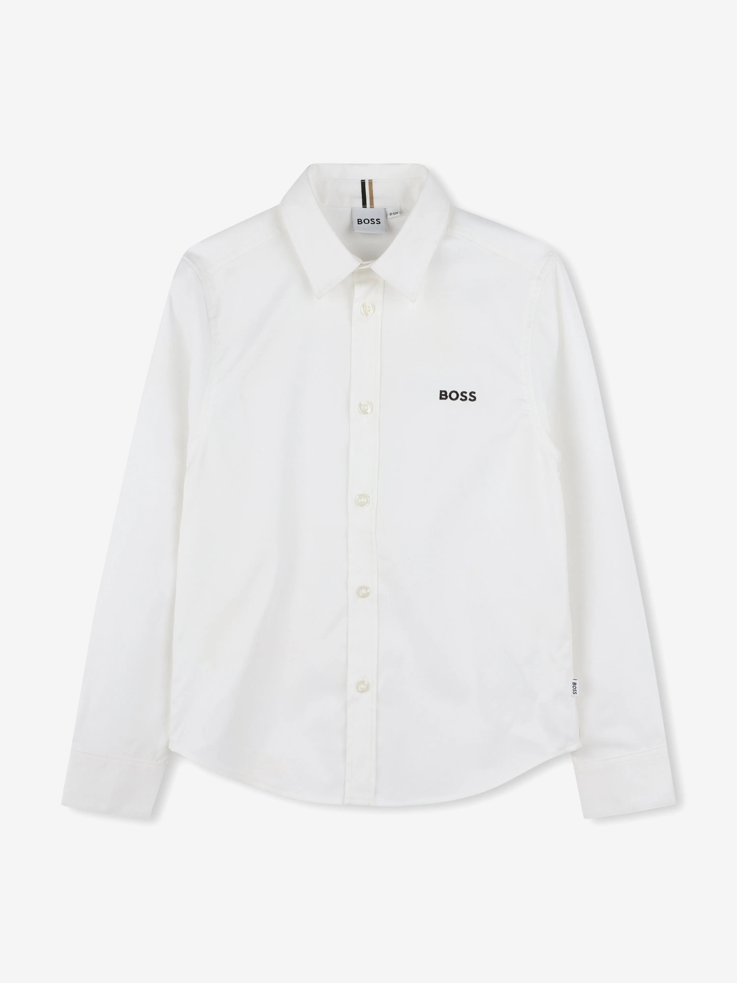 BOSS Boys Embroidered Logo Shirt in White