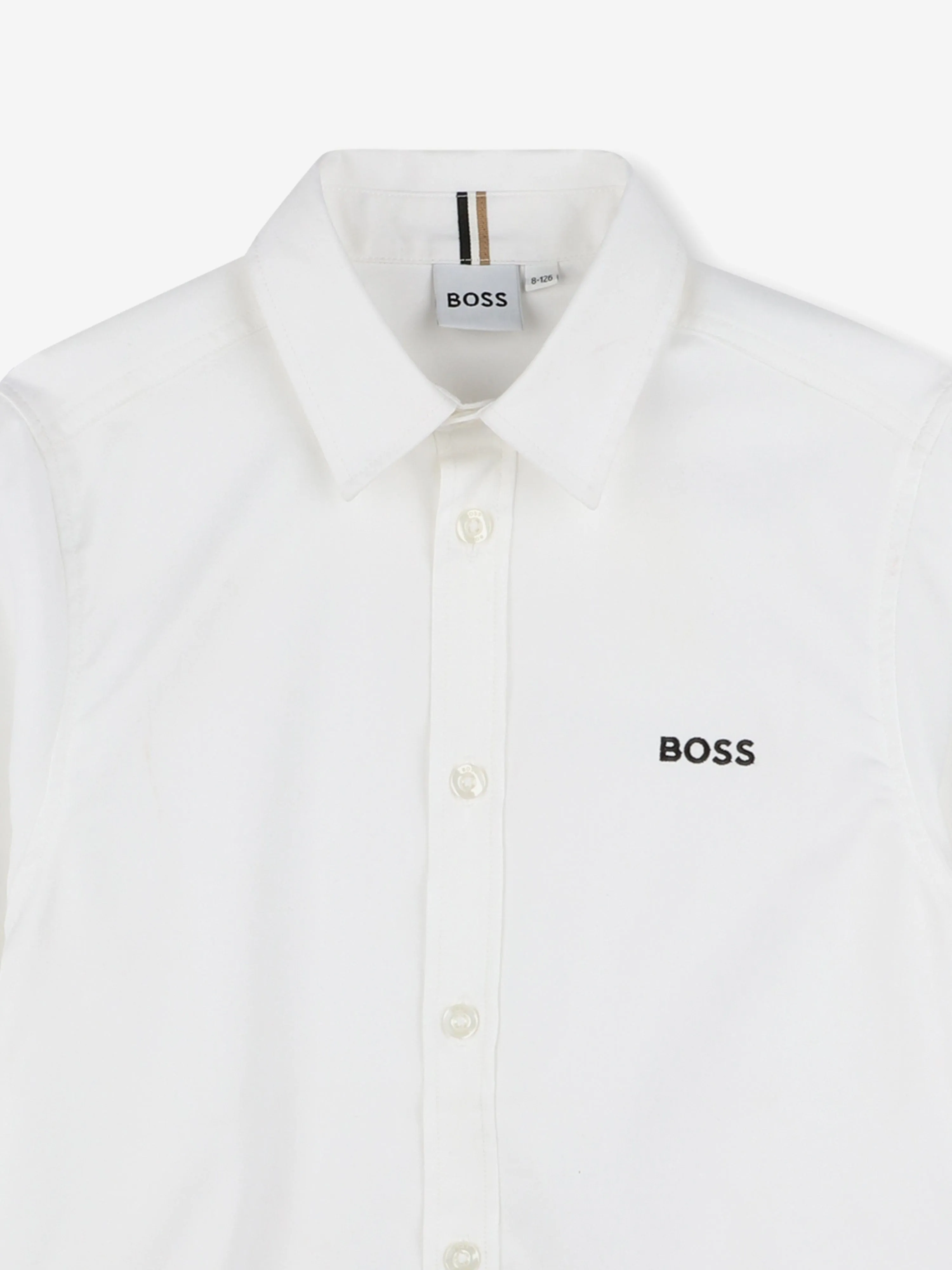 BOSS Boys Embroidered Logo Shirt in White