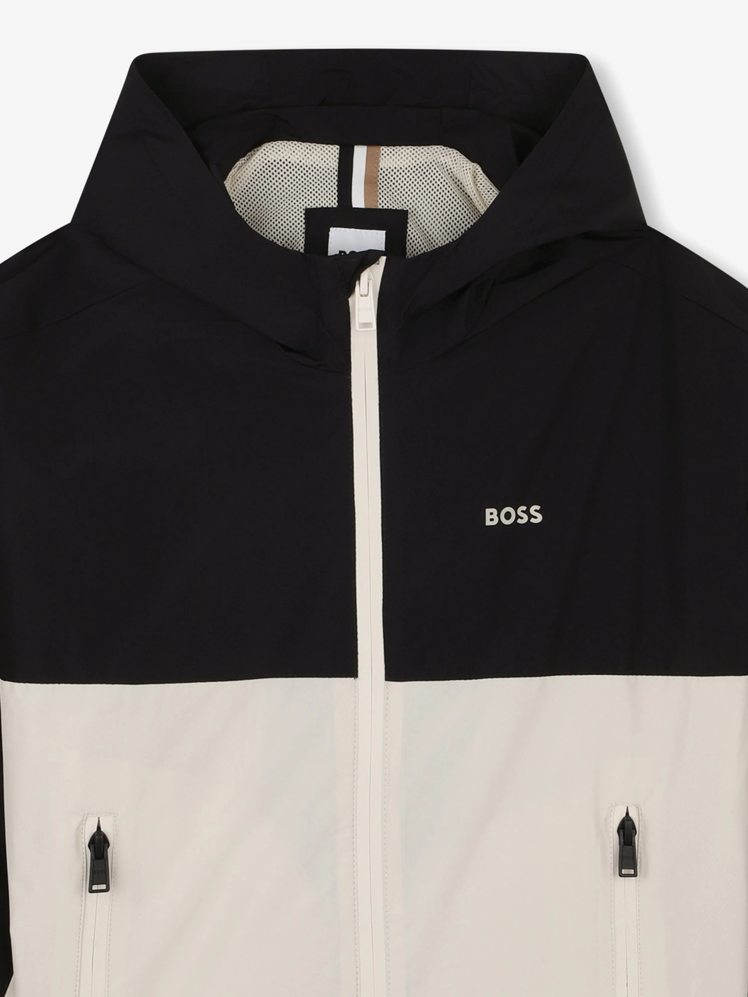 BOSS Boys Hooded Windbreaker in Black