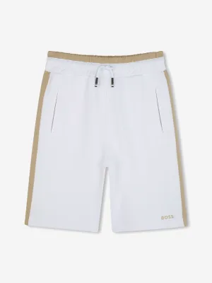 BOSS Boys Logo Bermuda Shorts in White