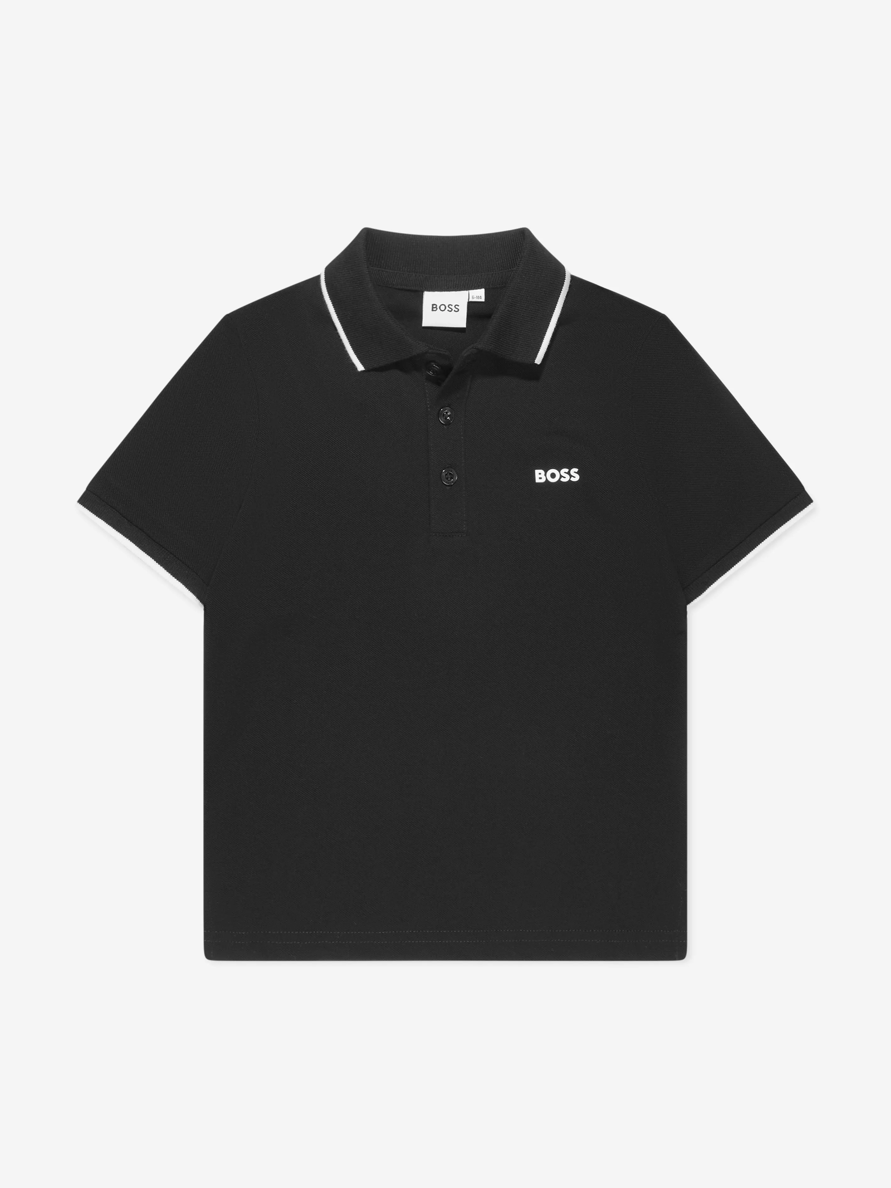 BOSS Boys Logo Polo Shirt in Black