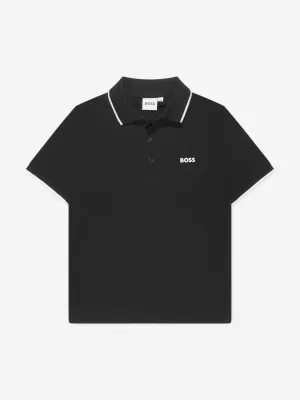 BOSS Boys Logo Polo Shirt in Black